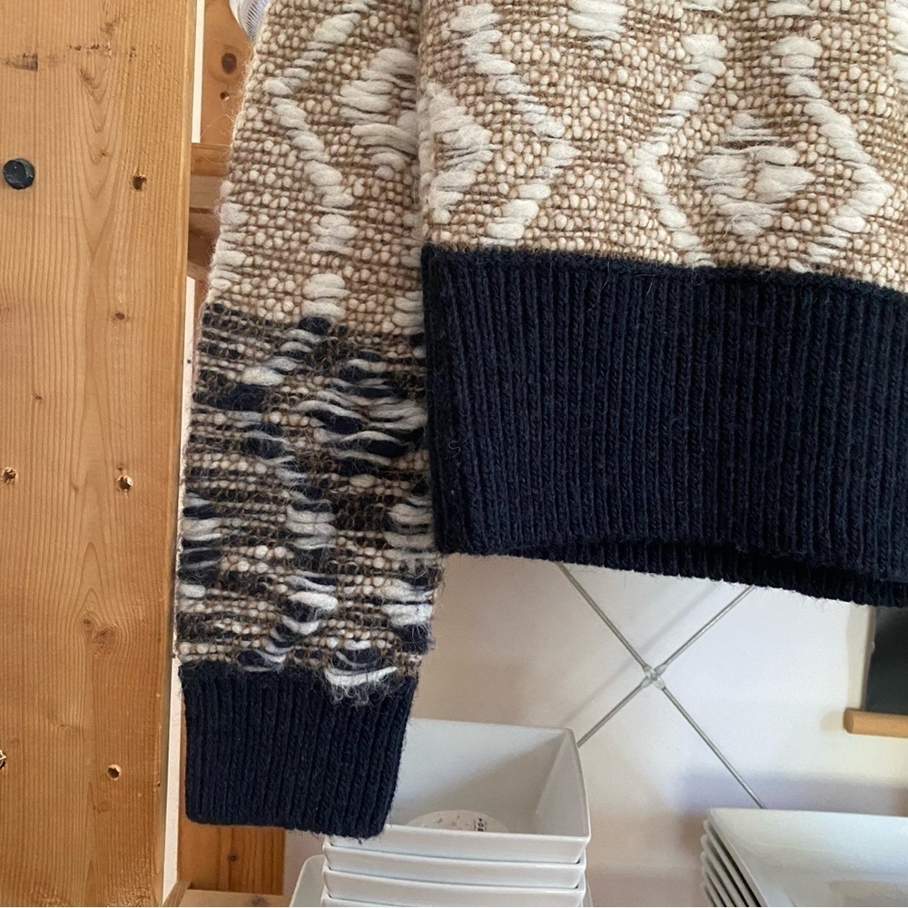 Sita Murt Scandinavian Wool Blend Knit Crewneck Sweater Blue Tan White Small - Picture 8 of 16